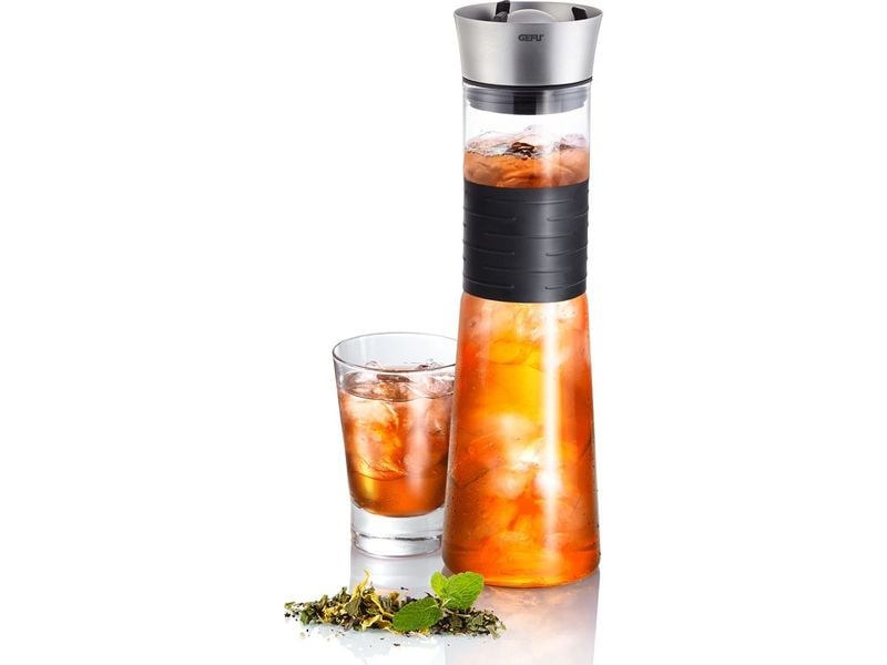 GEFU Karaffe Cascada 1 l, Schwarz/Transparent Wasserkaraffe