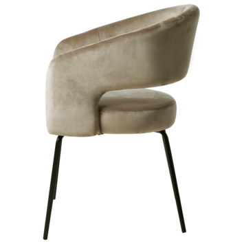 KARWEI eetkamerstoel Eden beige fluweel katoen stof met armleuning