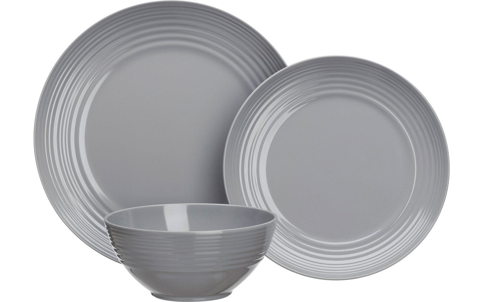 Flamefield Non-Slip Melamin Geschirr-Set 12-tlg. Grau
