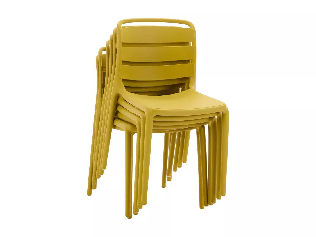 Lot de 2 chaises de jardin empilables en polypropylène - Jaune - MOAH de MYLIA