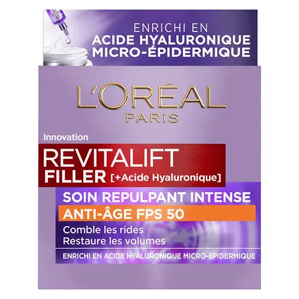 Creme Preenchedor Revitalift FPS 50 da L'Oréal Paris, efeito volumizador intenso, 50ml