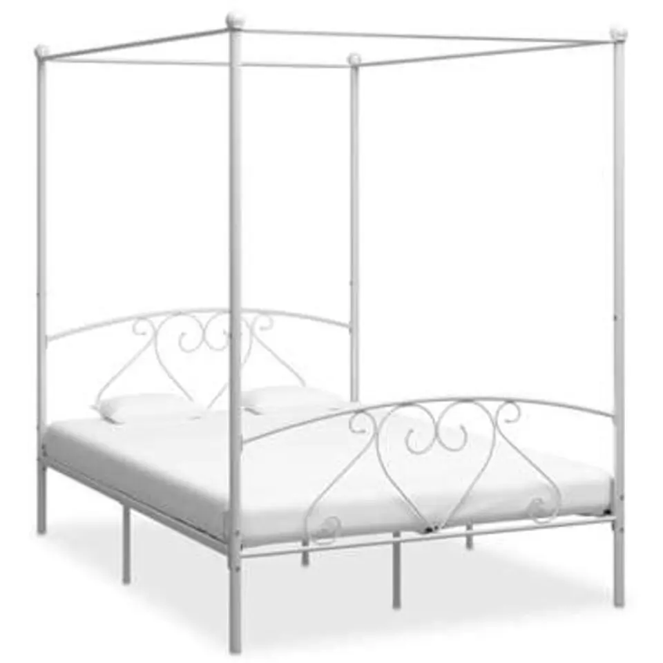 vidaXL - Hemelbed met hoofdbord - Wit - Metaal - 140x200 cm