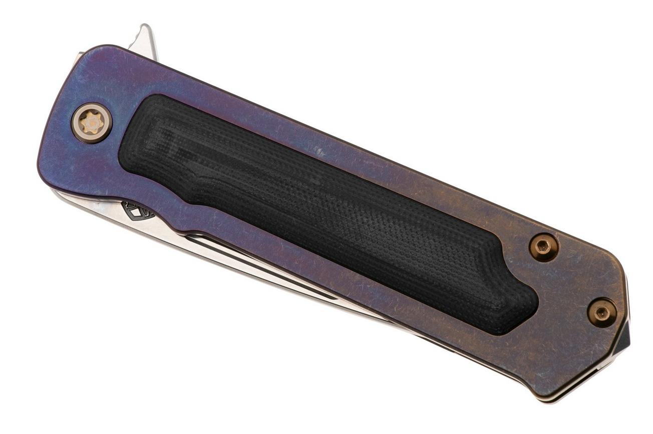 Medford TFF-4 25-TFF4-05, Tumbled S45VN Tanto, Brz-Vio Fade Titanium Handle, Black G10 Inlay, Bronze Hardware zakmes