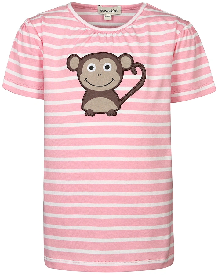 T-Shirt AFFE ANTON gestreift in rosa/weiß