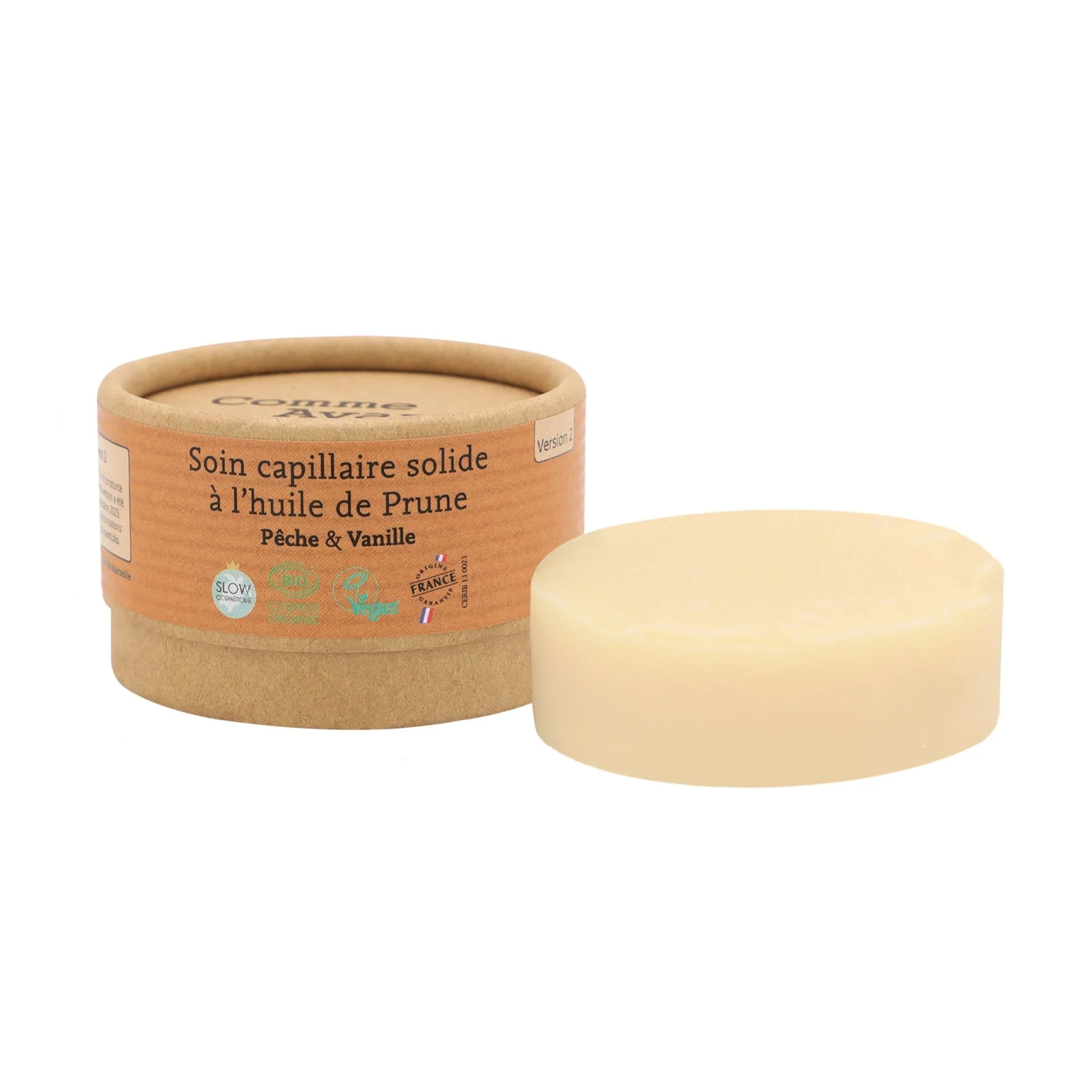 Soin capillaire solide à l'huile de prune - Version 2 - 1 soin capillaire - 50g / Brut sans parfum