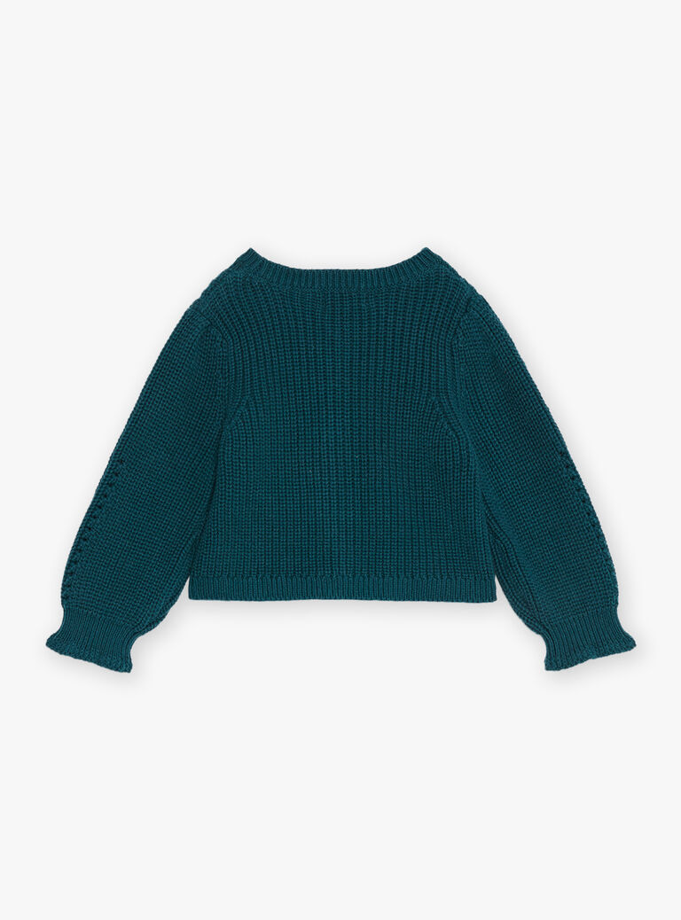 Cardigan vert émeraude en tricot fantaisie