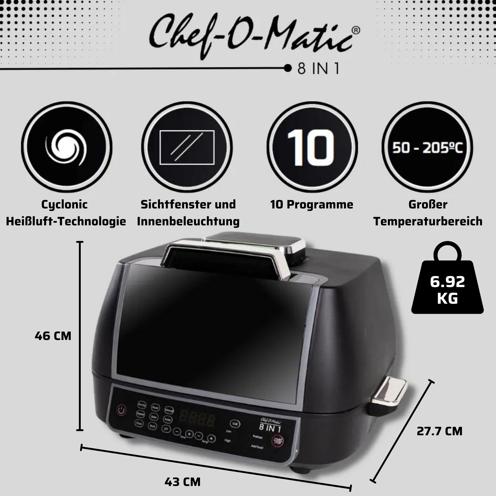 Best Direct® Multikocher - Heißluftfritteuse - Mini Backofen - Grill Ofen Chef O Matic 8 in 1