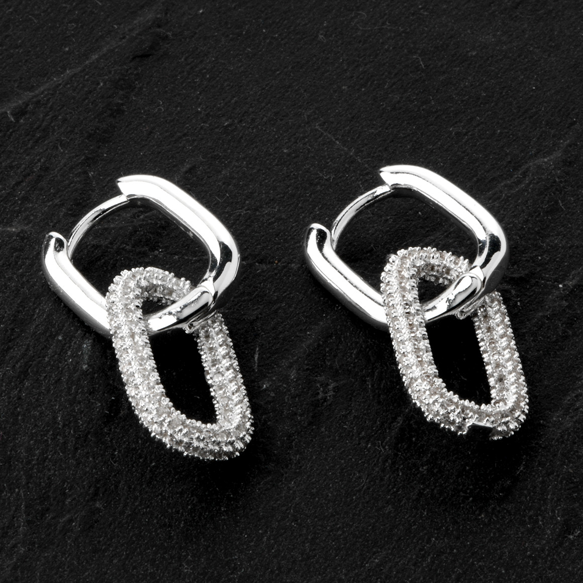 Gina Benotti Damen Creolen mit Steinchen silber