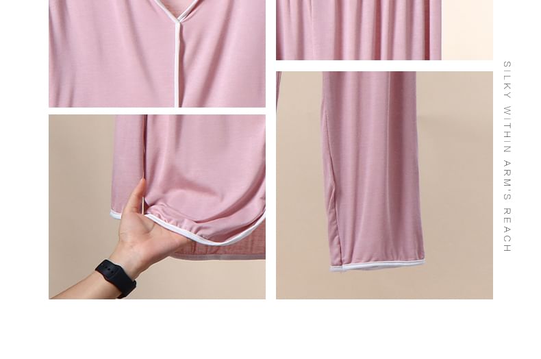 KUMI - Pyjamaset met contrasterende bies