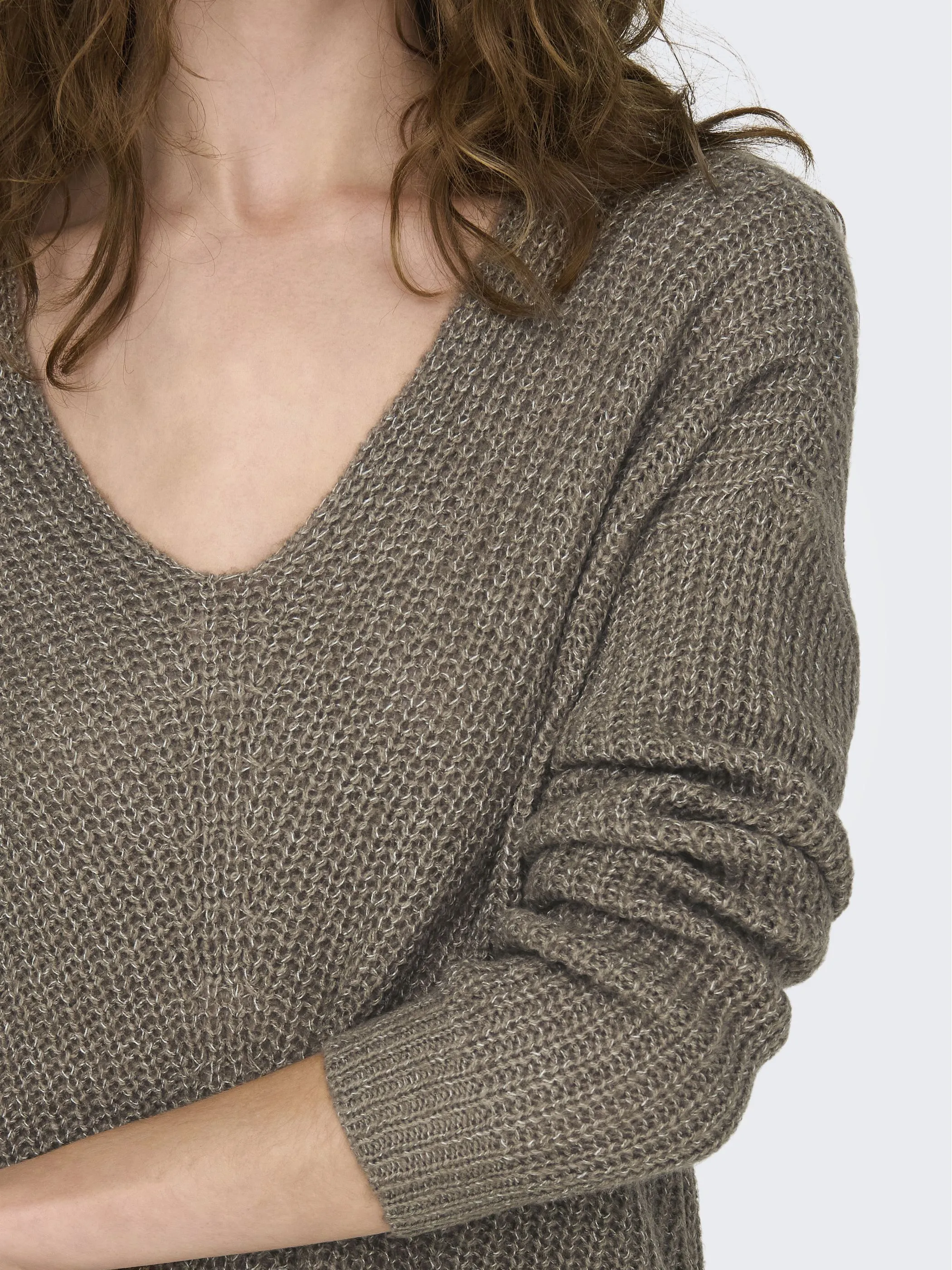 Damen Strickpullover mit V-Ausschnitt