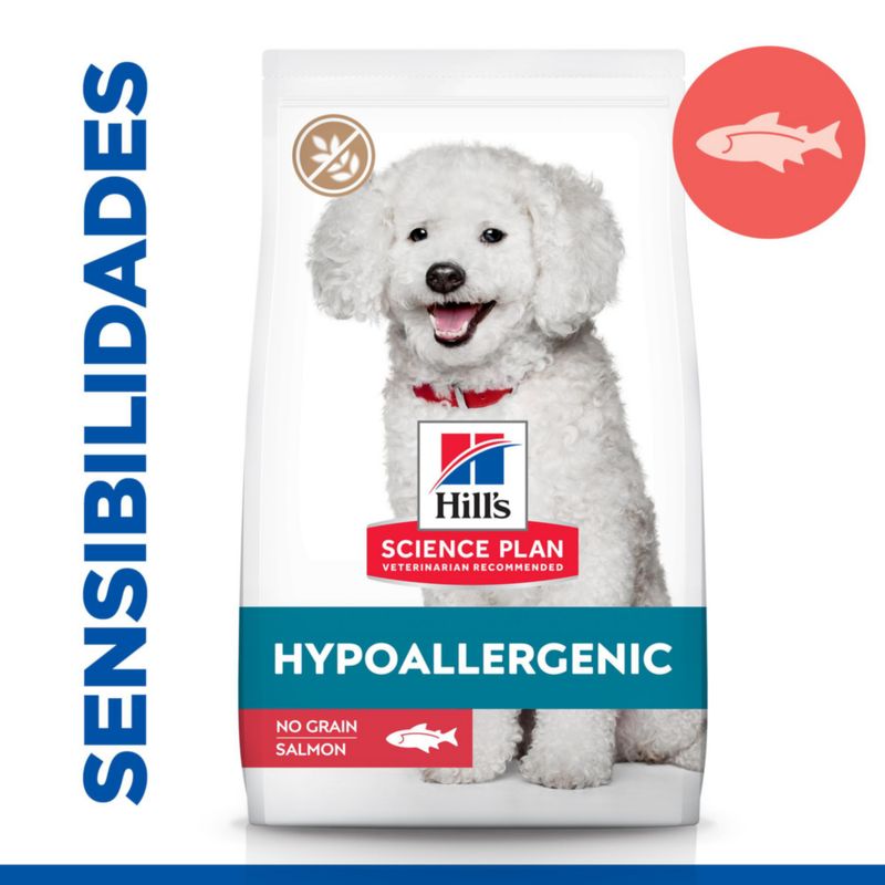 Ração hipoalergênica Hill's Science Plan para cães de pequeno e pequeno porte com salmão.