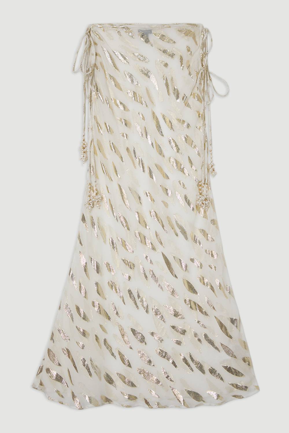 KarenMillen Jupe maxi de plage en fil métallique à nouer à la taille