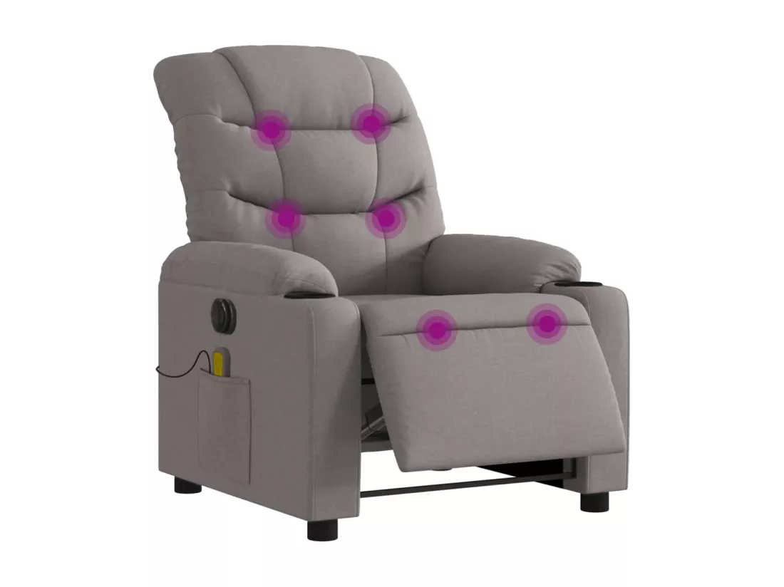 Fauteuil massant inclinable électrique Taupe Tissu