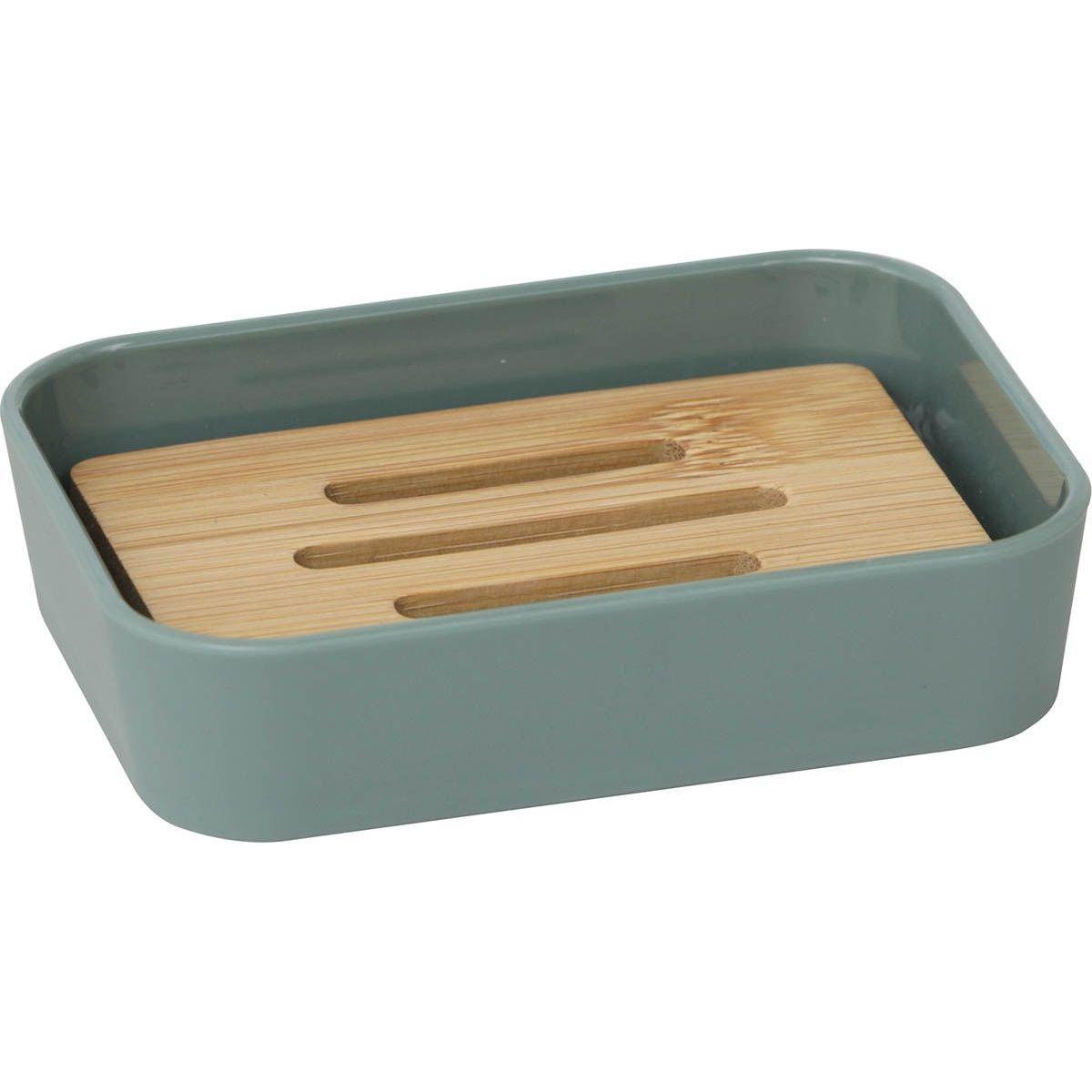 PORTE SAVON RUBBER ET ABS BAMBOU VERT SAUGE