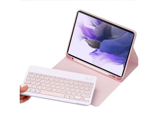 Strado nettbrettetui Fargetastaturdeksel til Samsung Galaxy Tab A8 10.5 (rosa) Universal