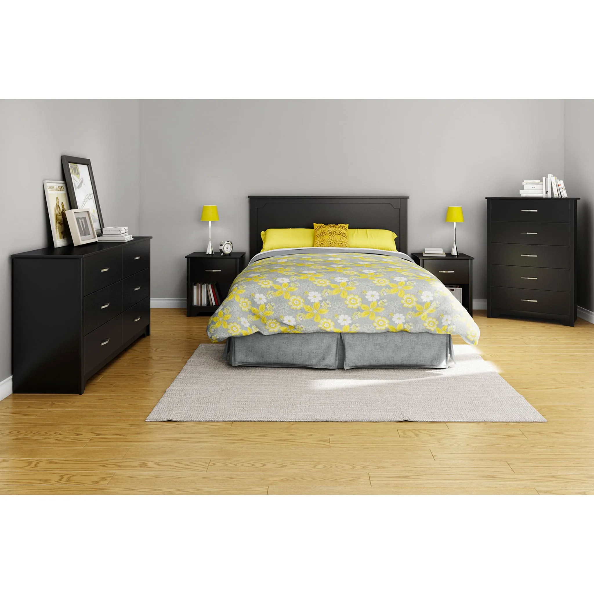 South Shore Bureau Double 6 Tiroirs - Fusion Noir Solide