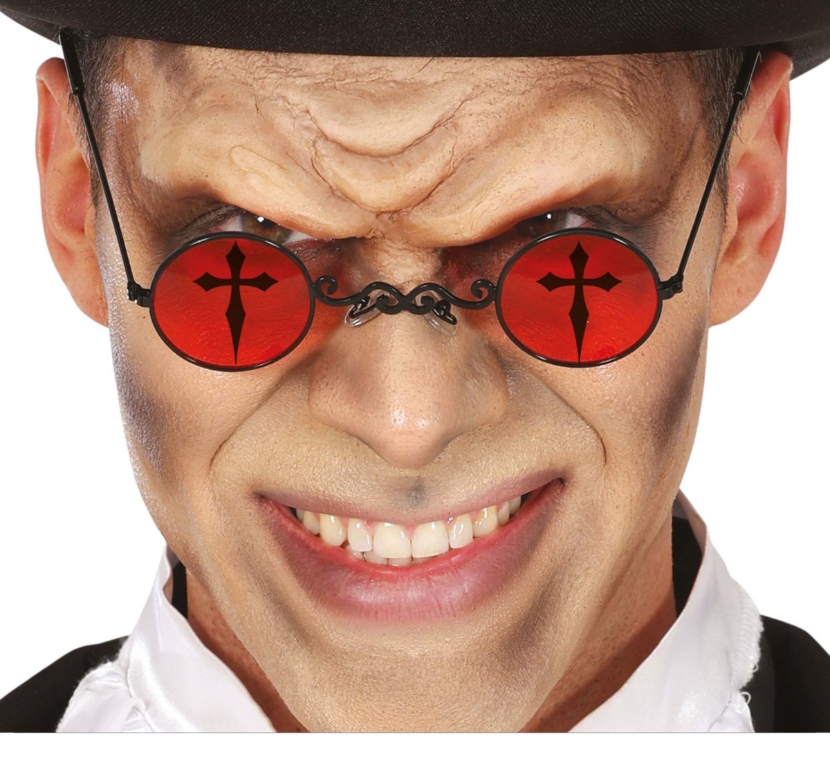 Halloween Bril Rood Zwart Kruis