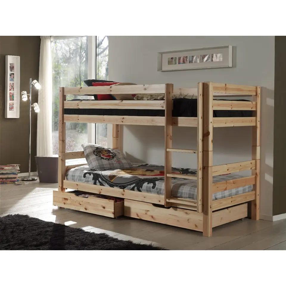 Vipack stapelbed Pino met opberglades - grenenhout - 140x103x208 cm