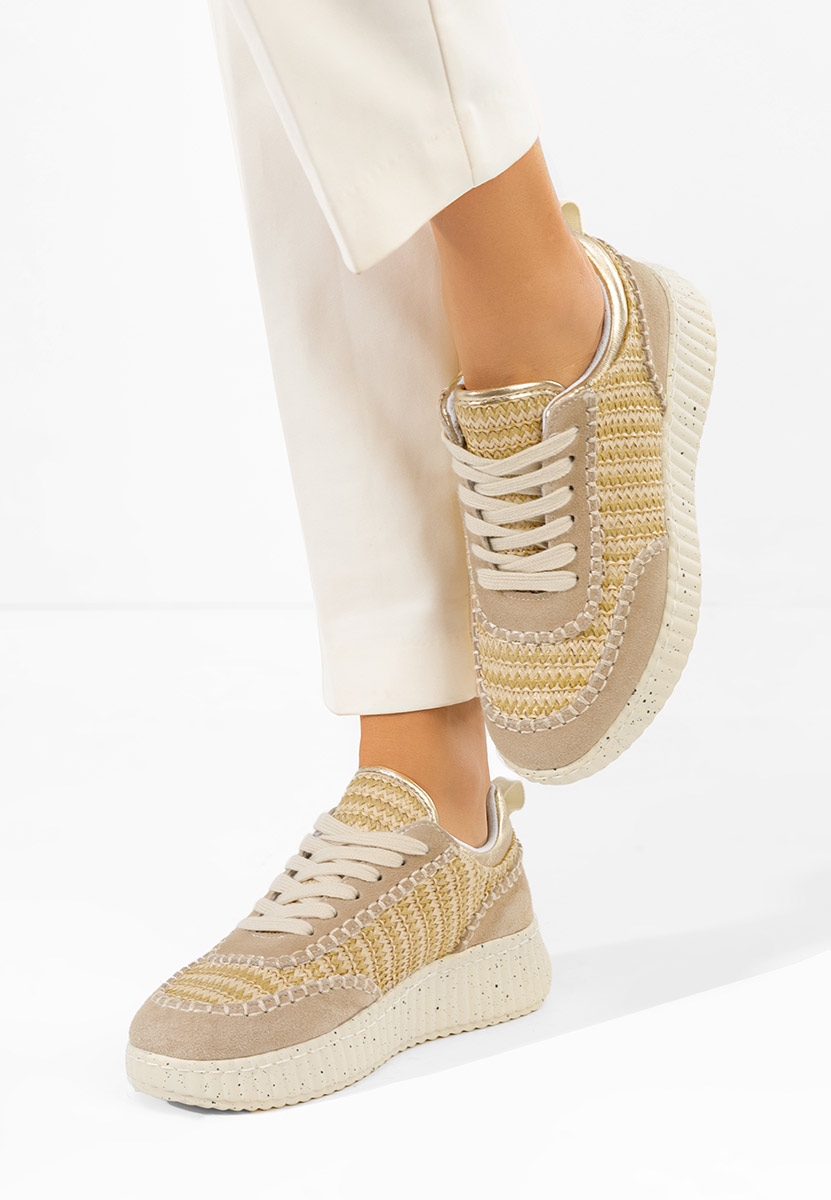 Baskets pour femme en cuir beige Aidania V2