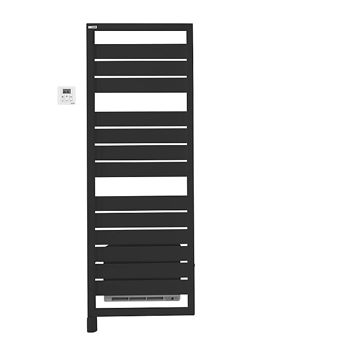 Sèche-serviettes électrique à inertie fluide Acova Astrakan + Air noir 750W + soufflerie 1000W