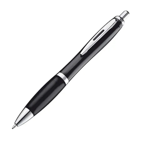 Macma Kugelschreiber transparent mit Metallclip, schwarz, 25 Stück
