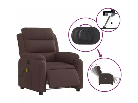 Fauteuil massant inclinable électrique Marron foncé Tissu