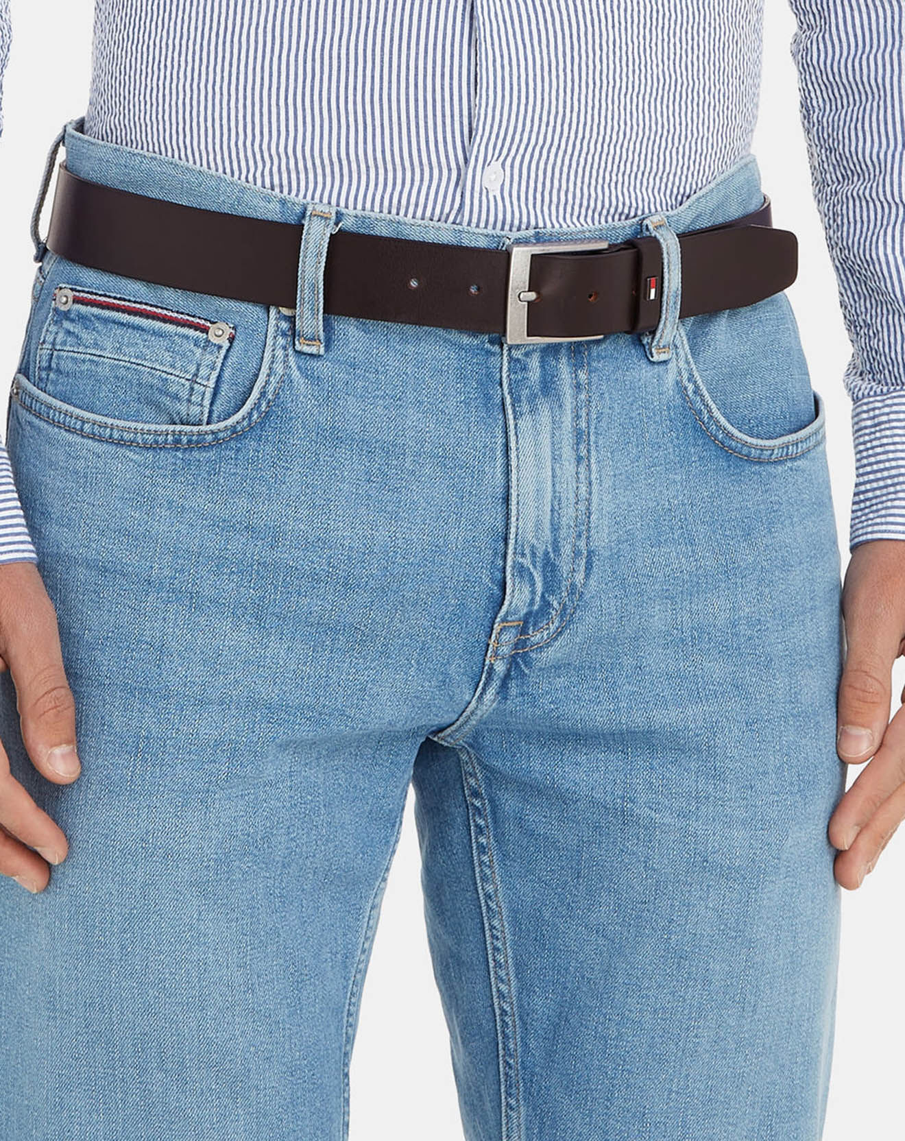 Tommy Hilfiger Ceinture en Cuir Adan marron foncé
