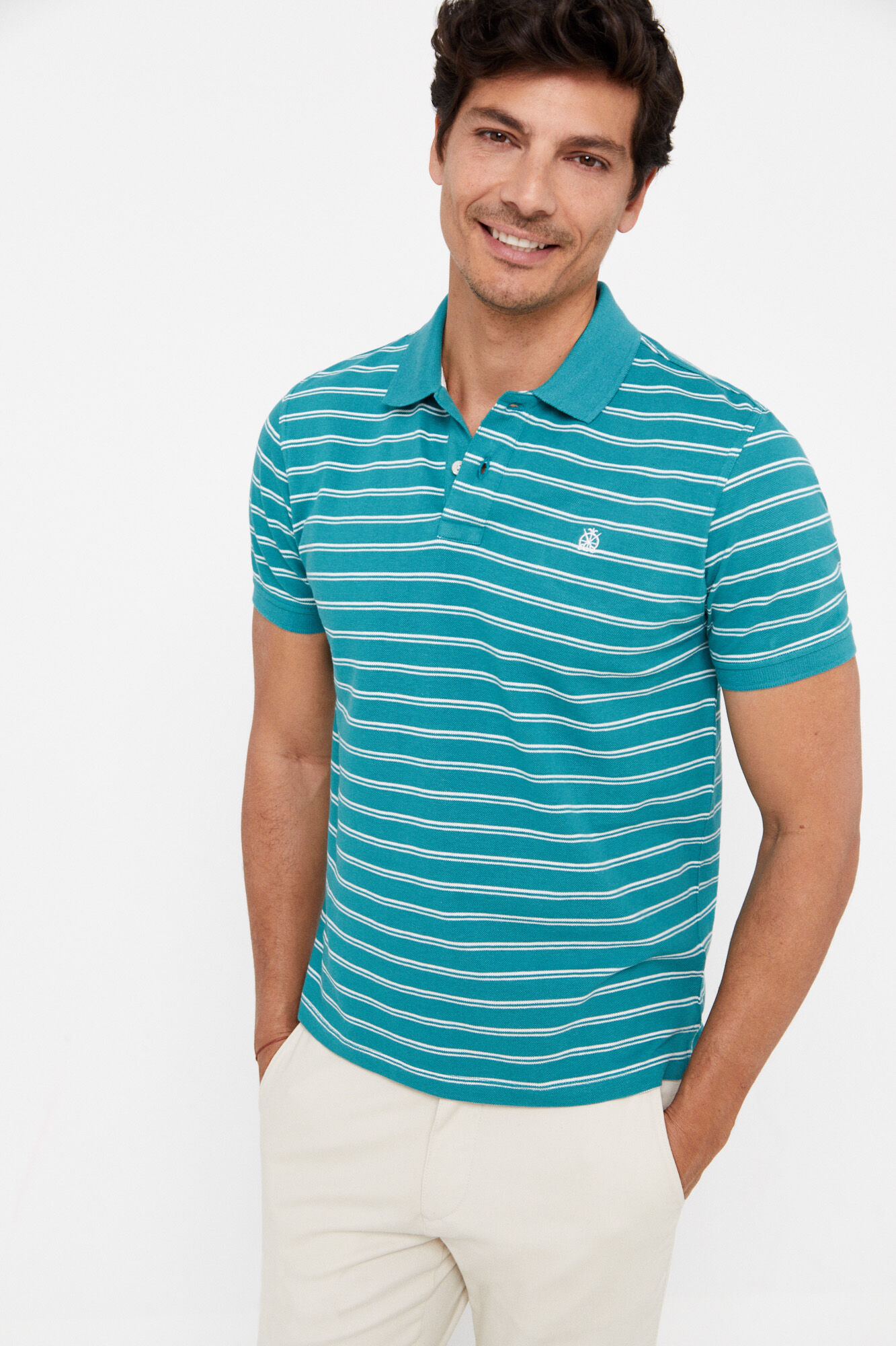 Camisa polo listrada - Verde