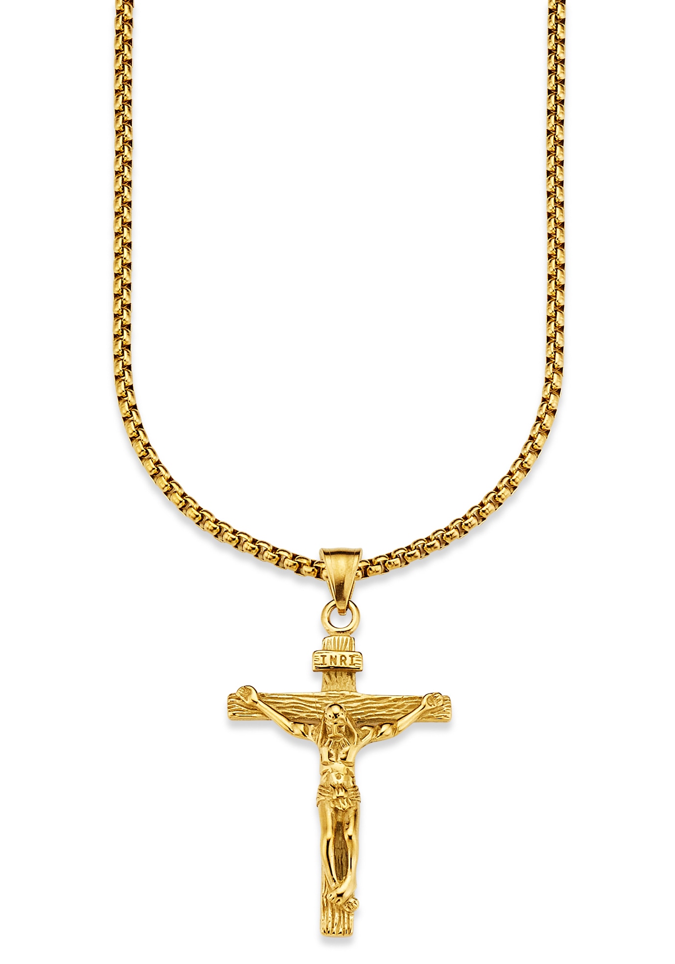Bruno Banani Kette mit Anhänger »Schmuck Geschenk Halskette Kreuz Gravur INRI Venezianerkette«