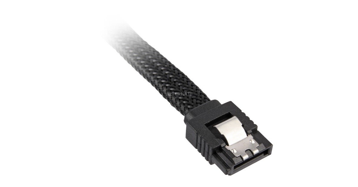 SharkoonSata III 90° sleeve kabel  (Zwart, 1 meter)