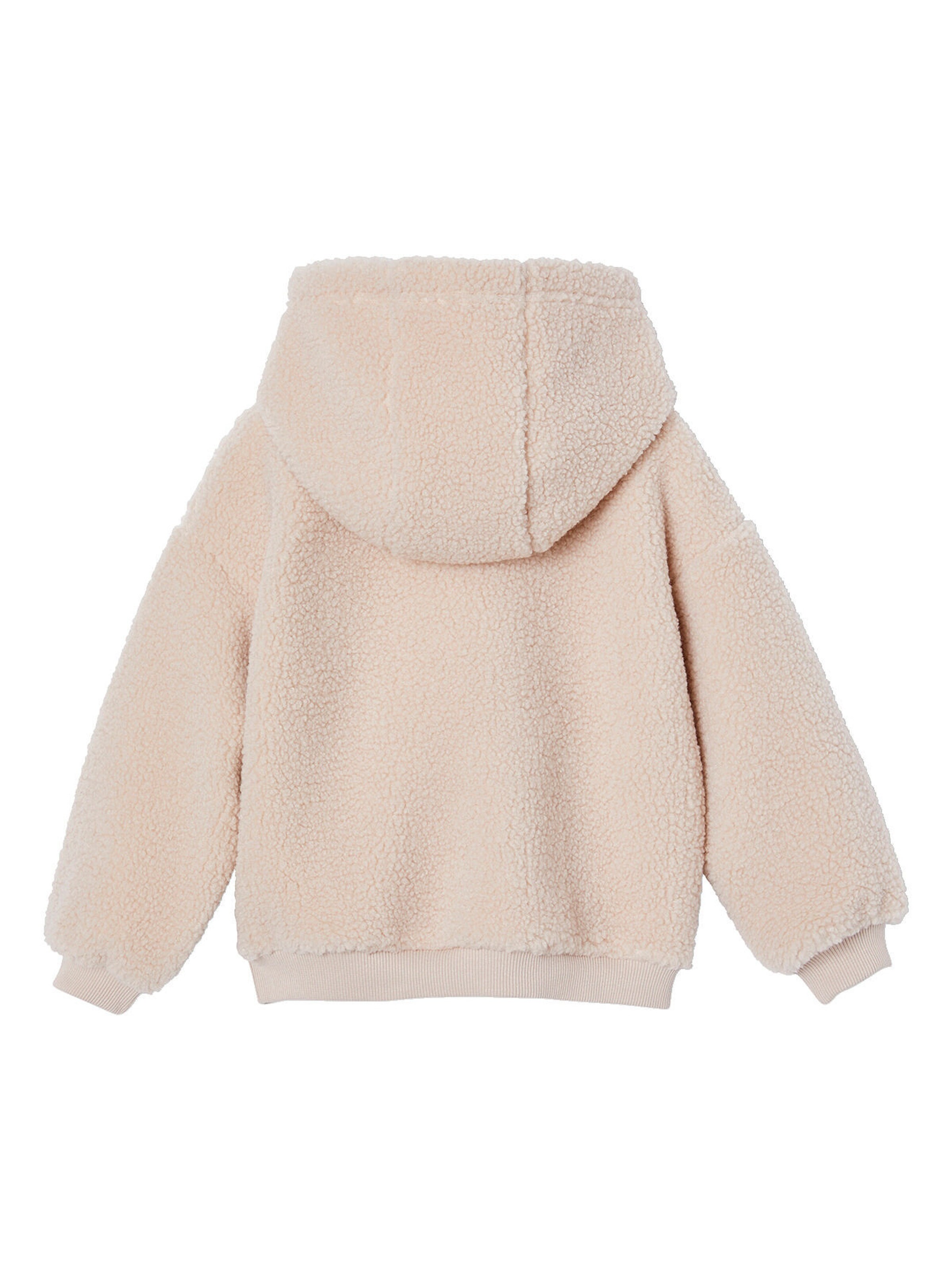 Vertbaudet Mädchen Kapuzenpullover aus Teddyfleece wollweiß