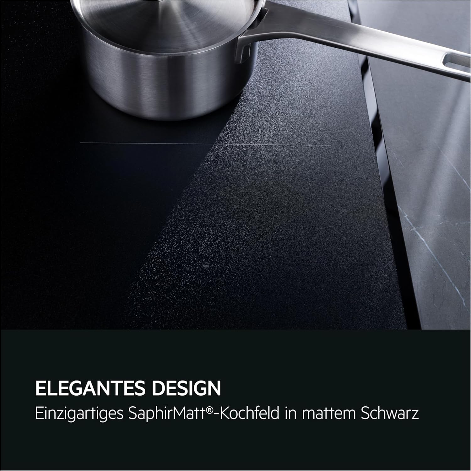 AEG Induktionskochfeld autark 80cm, Made in Germany, 4 Flex-Zonen mit Kratzresistenter SaphirMatt-Oberfläche, Powerfunktion, Bridge-Kombination 2er Zonen, Hob²Hood, Facettenrahmen, TII84B0FFZ