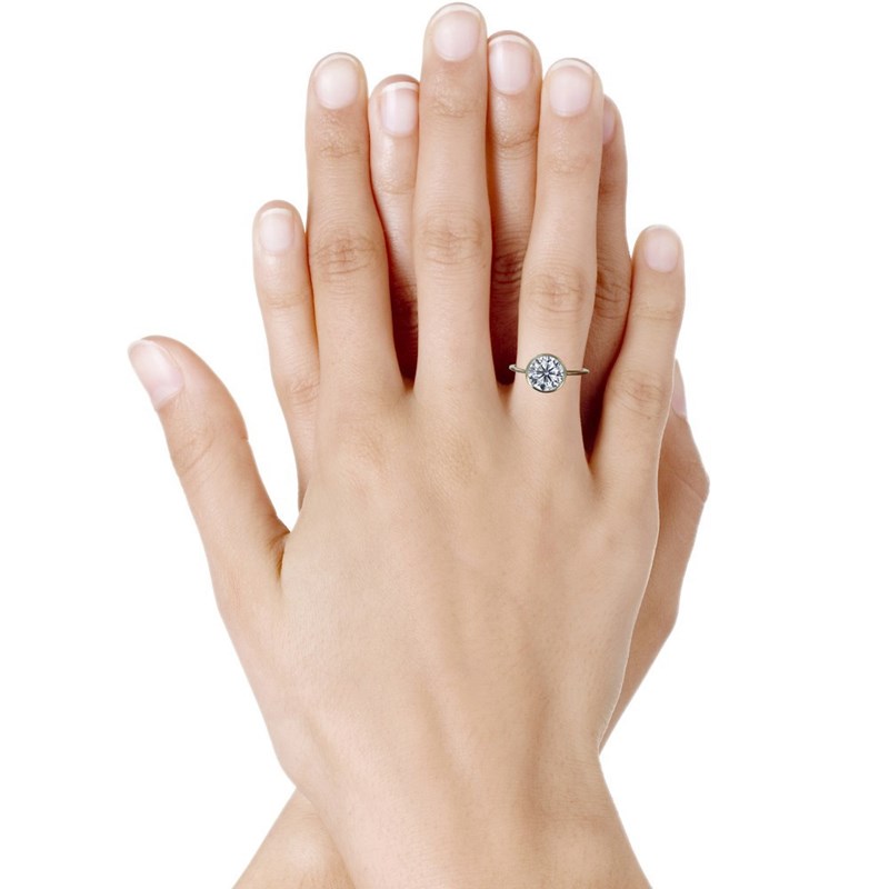 Bague Plaqué Or Solitaire Serti Clos