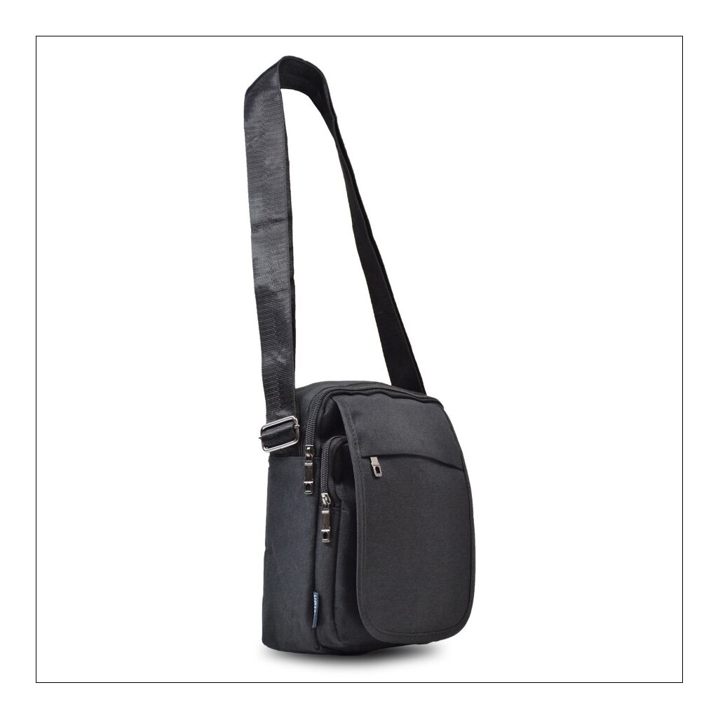 Sacoche Army homme textile noir 8.3x19x24cm
