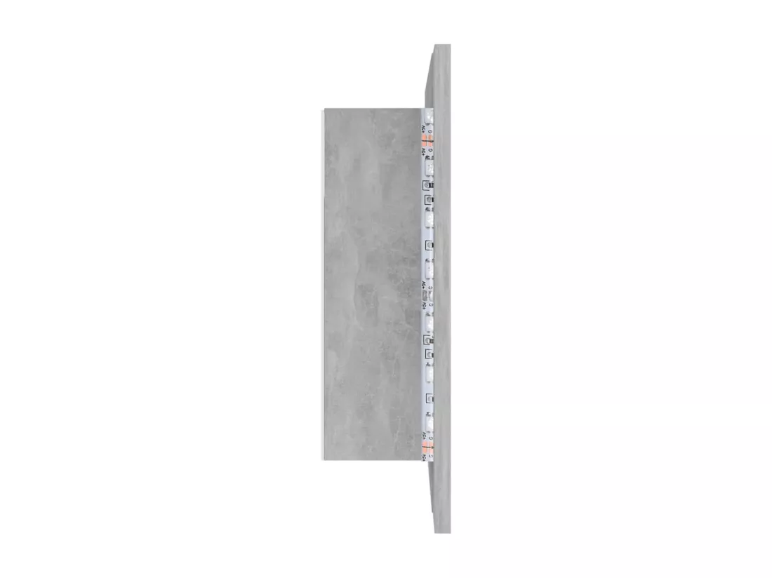 Armoire de salle de bain à miroir LED Gris béton Acrylique