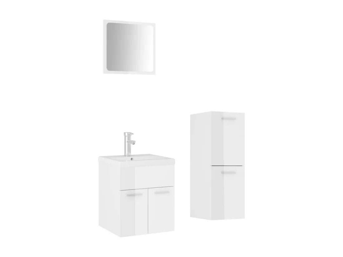 Ensemble de meubles de salle de bain Blanc brillant Aggloméré
