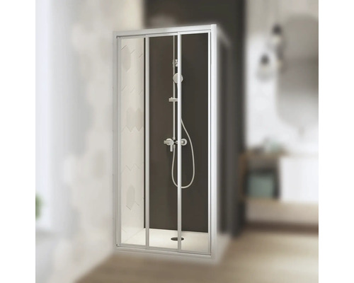Breuer Fara 4 80 cm schuifdeur, helder glas, wit profiel