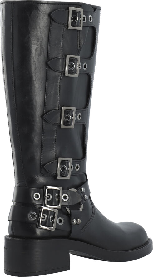Bianco BIAHARPER Buckle Biker Boot Pull Up Leather Black