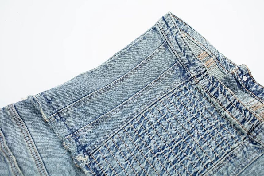 Avauntgardo - Strapless denim jumpsuit met wijde pijpen en wassing