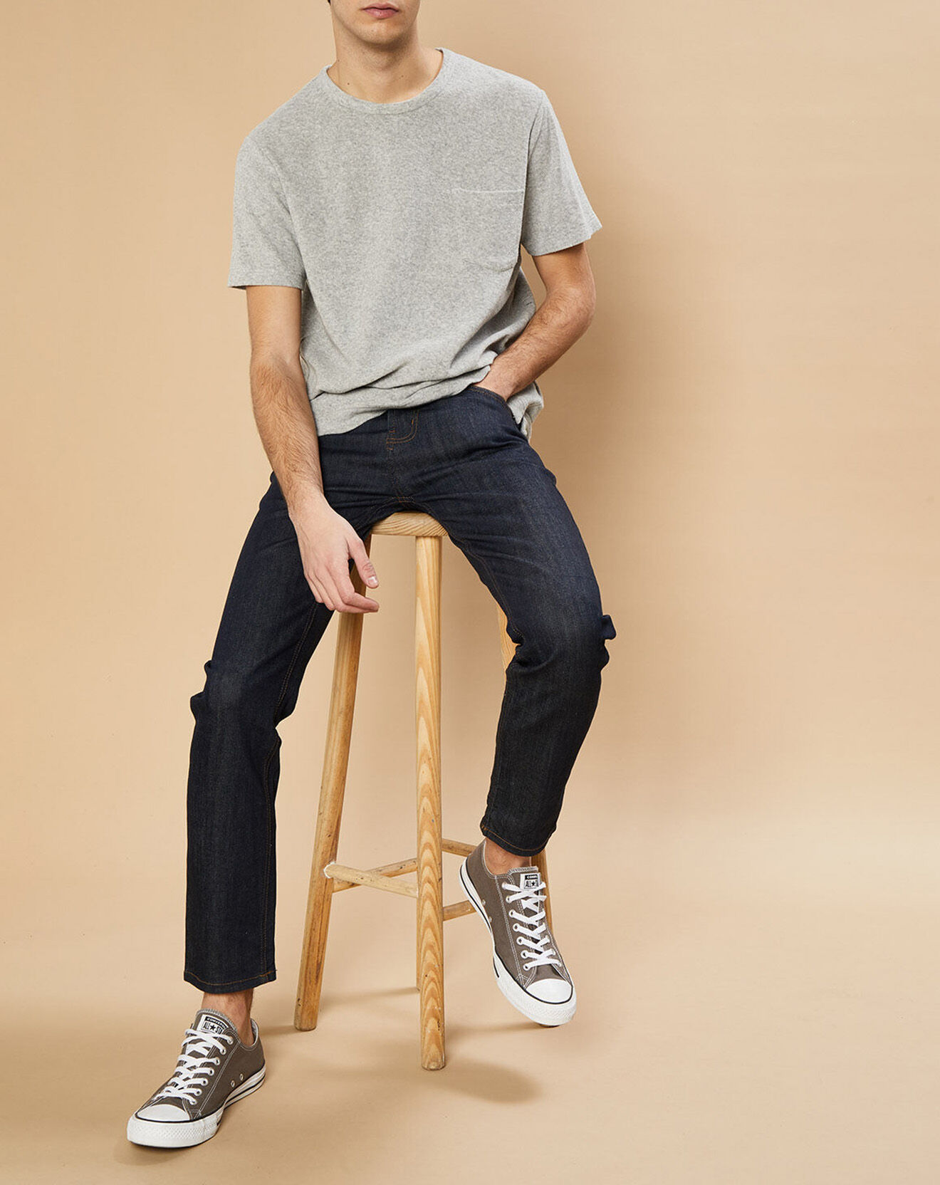 Hartford T-Shirt en éponge Pocket Crew heather gris