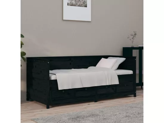 Lit de jour sans matelas noir 100x200 cm bois de pin massif