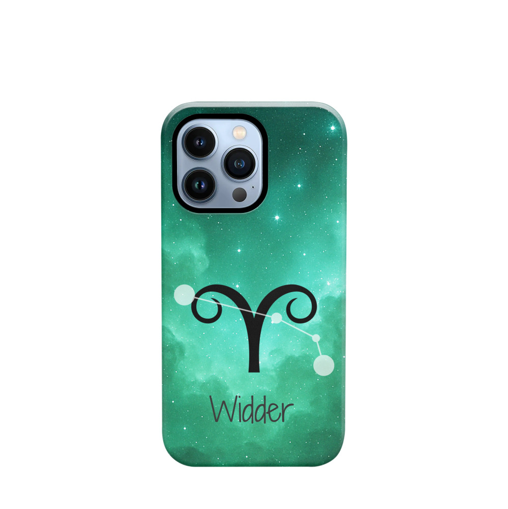 iPhone 13 Pro Hybrid (Kunststoff / Gummi) Hülle Widder 2 - Grün