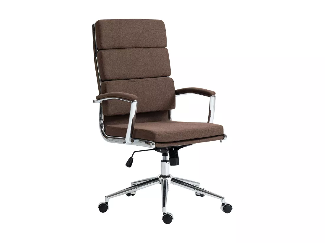 Chaise de bureau - Tissu & Métal chromé - Marron - Cleveland