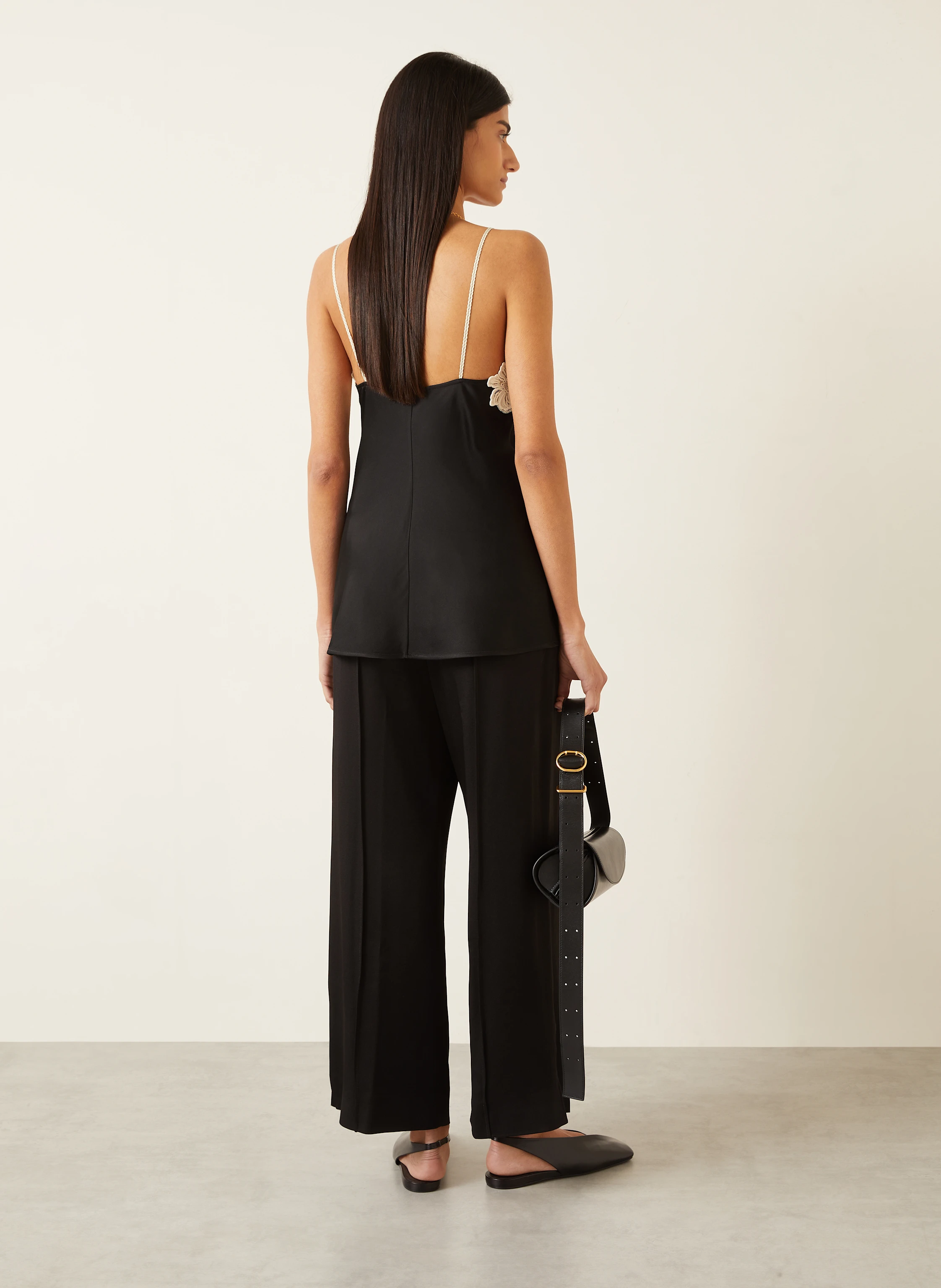 JIL SANDER Satintop 107 mit Spitze