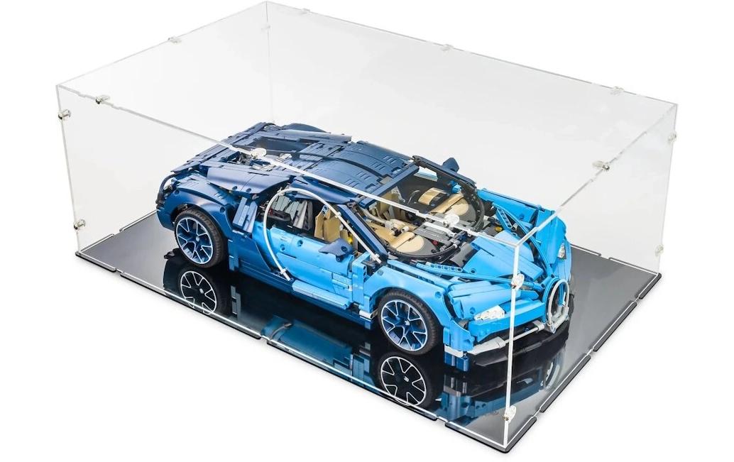 Baukasten Acryl-Display XL für LEGO 42083 Bugatti Chiron<br>Acry-Display-Box mit schwarzem Boden