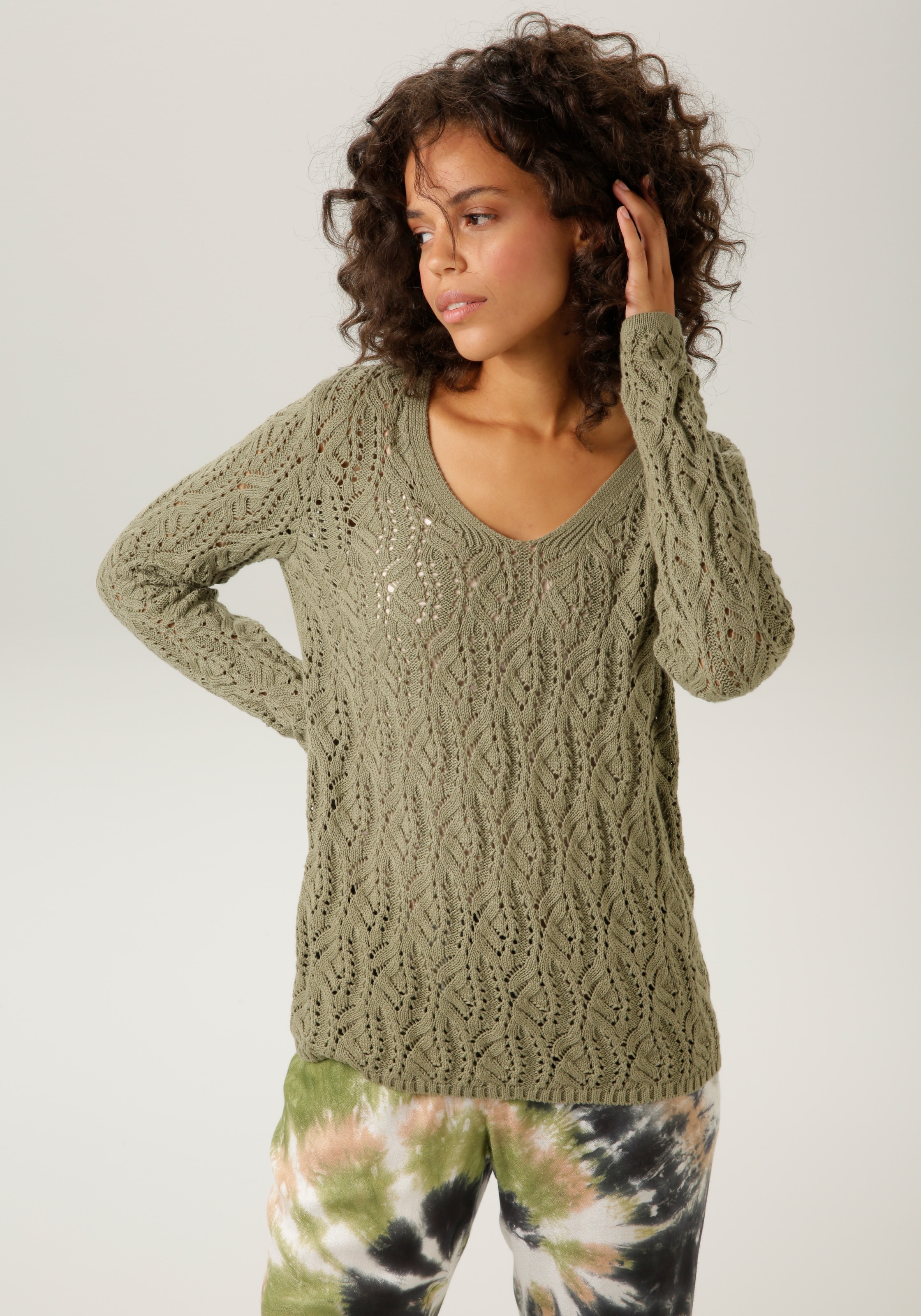 Aniston CASUAL Strickpullover , mit trendigem Ajour-Muster