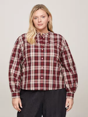Camisa cropped sem gola Curve Tartan