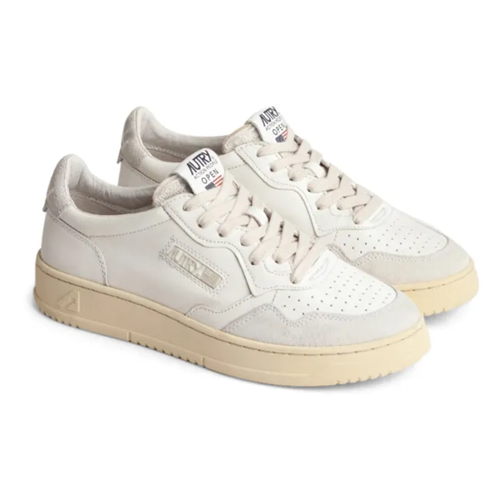Autry Baskets Open Low Cuir/Suede | Blanc