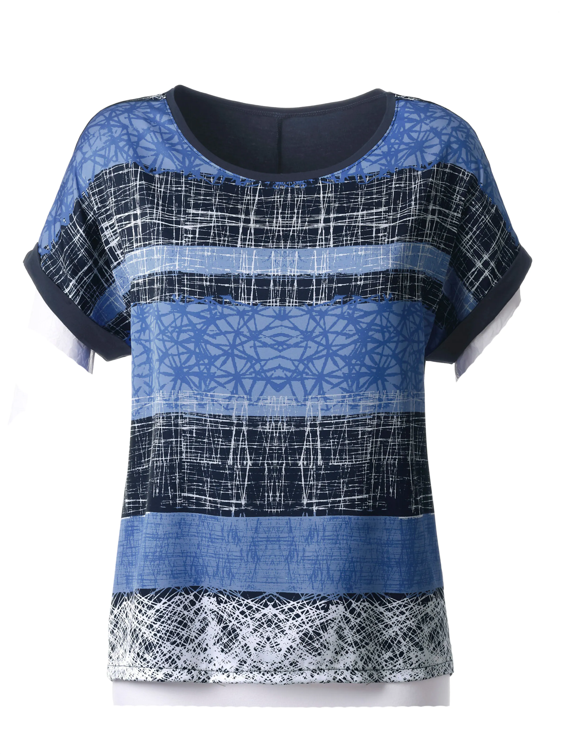 Kurzarmshirt in blau-bedruckt