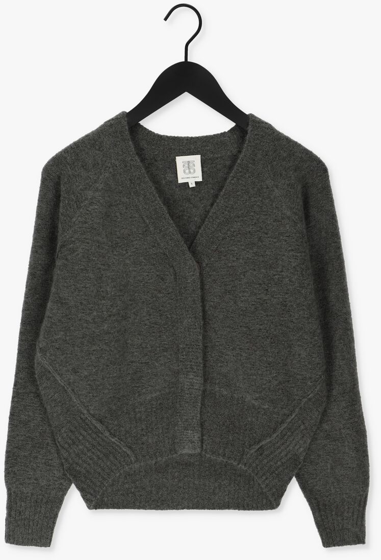 SECOND FEMALE antraciet second female vest brook knit reverse boxy cardig